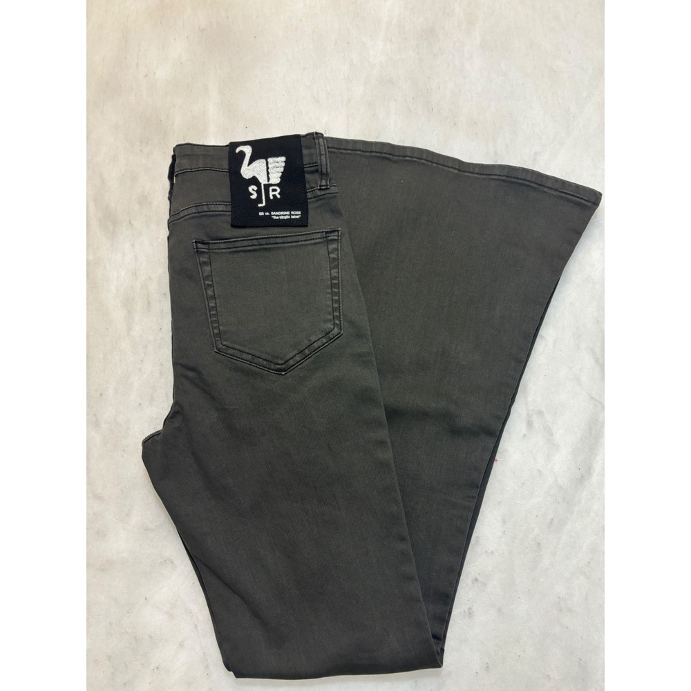 SR vs Sandrine Rose Women Charcoal Grey High Rise Flare Bell Bottom Jeans Sz 26